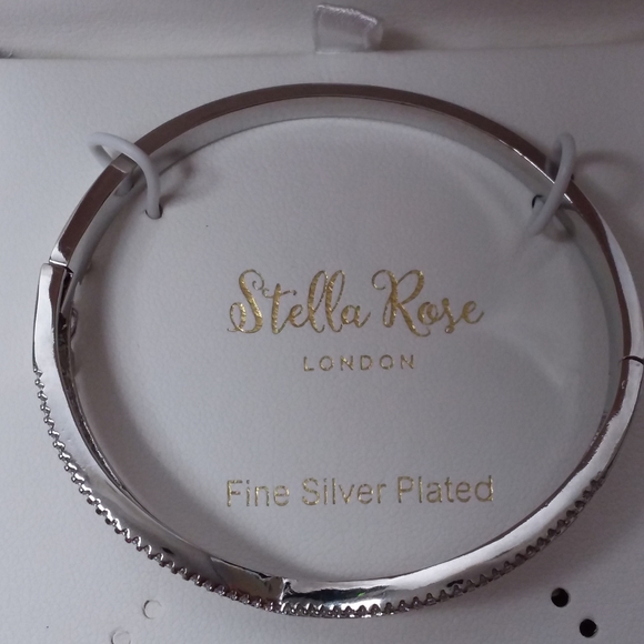 Bracelet Fine Silver Plated Clear Rhinestones Baguettes Stella Rose - Picture 6 of 6
